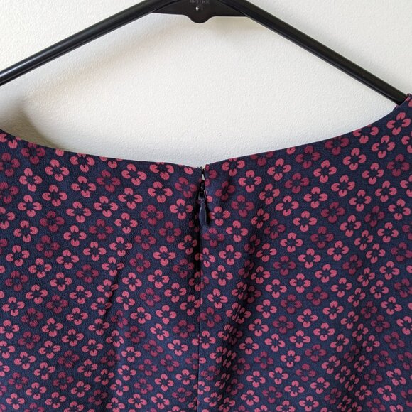 Madewell silk shift dress in navy and purple-pink print, size 0 - Picture 3 of 8